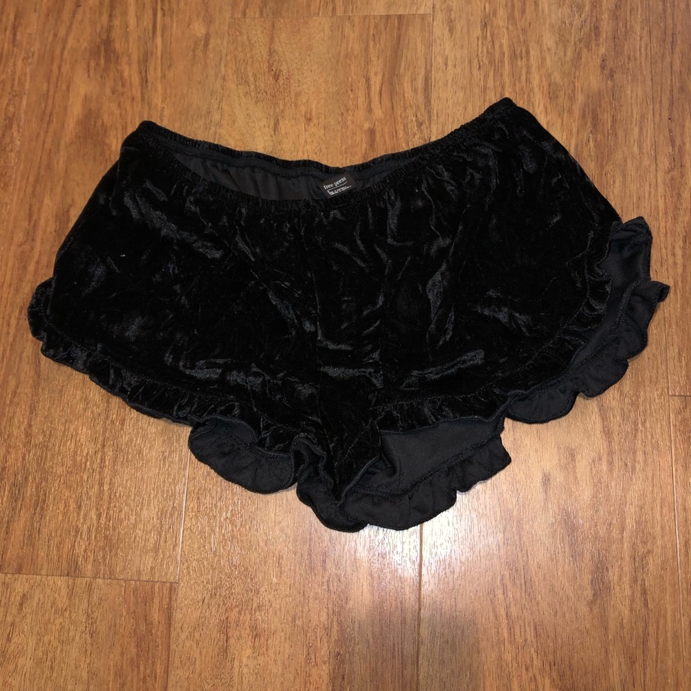 Free Press Velvet Ruffle Shorts